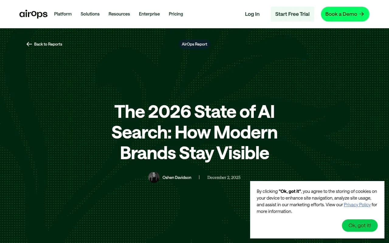 AirOps 2026 State of AI Search report showing brand visibility data and citation patterns