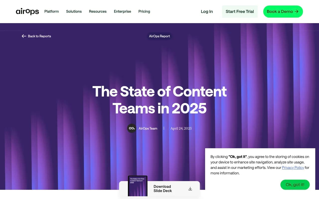 AirOps State of Content Teams 2025 report page