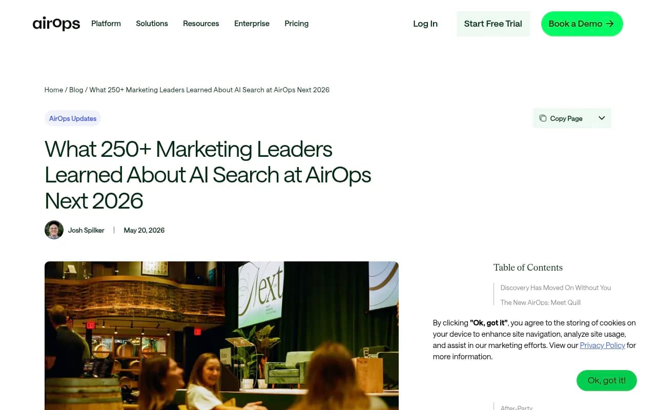 AirOps Next 2026 conference recap page