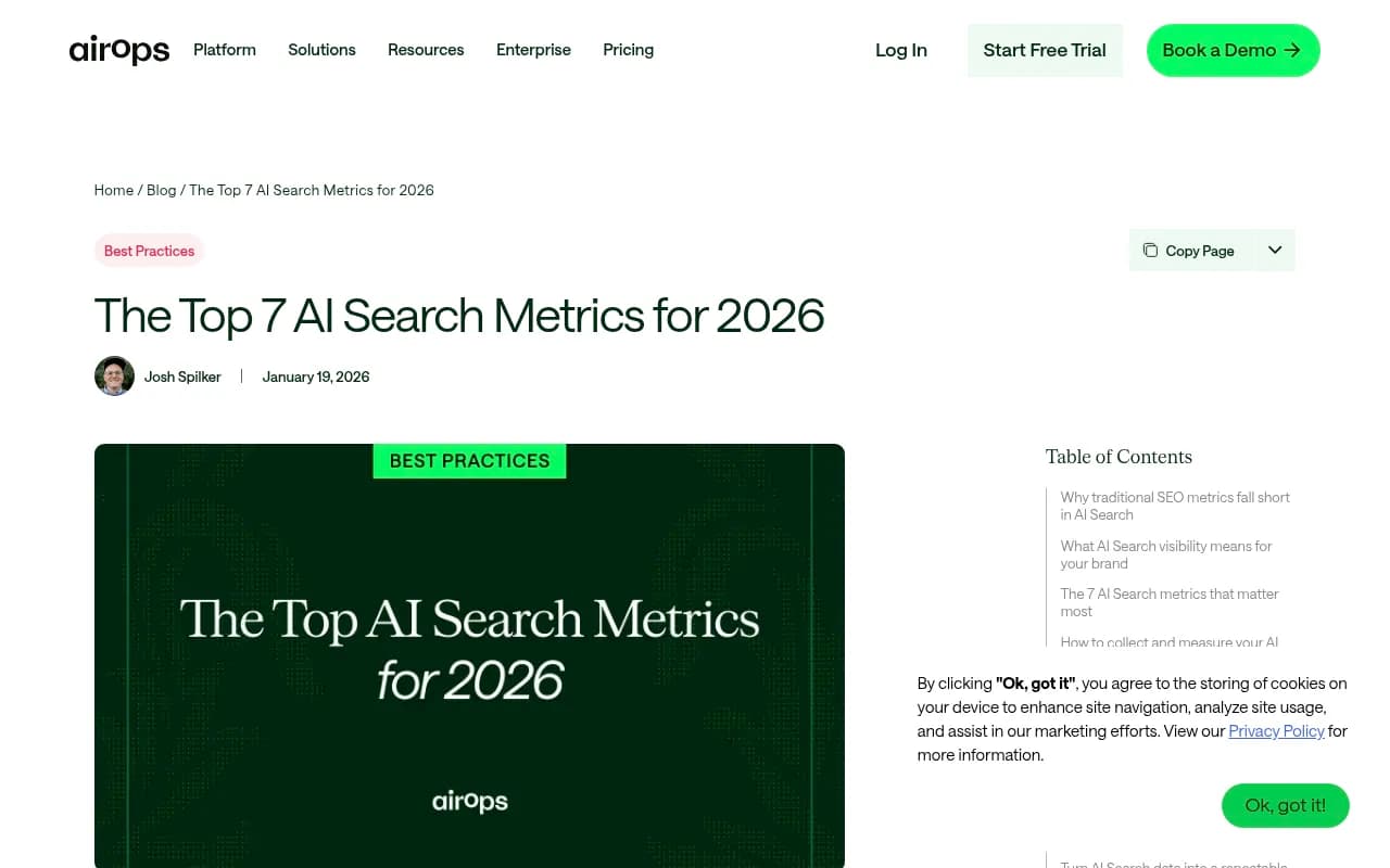 AirOps research on AI search metrics and brand visibility volatility