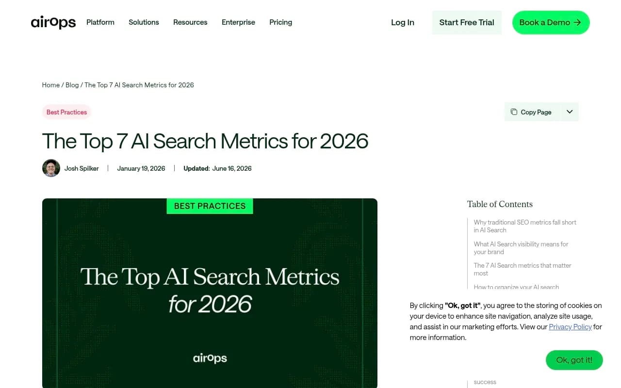 AirOps guide on AI search metrics showing citation tracking methodology
