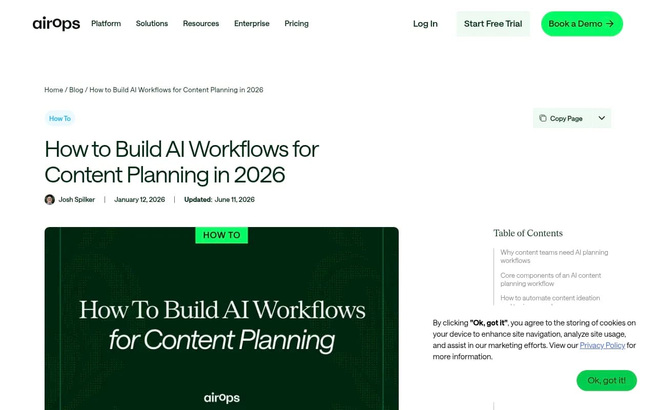 AirOps blog on building AI workflows for content planning in 2026