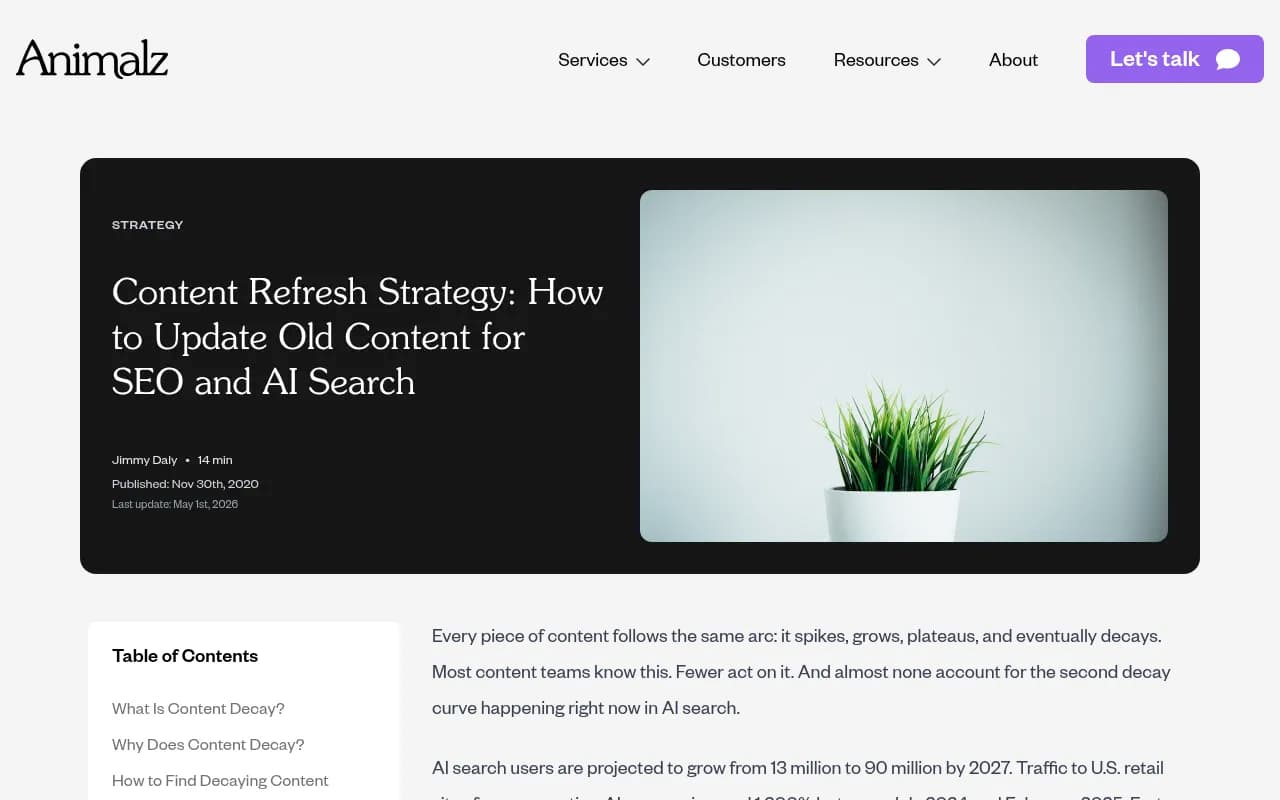 Animalz content refresh strategy guide on content decay and update workflows