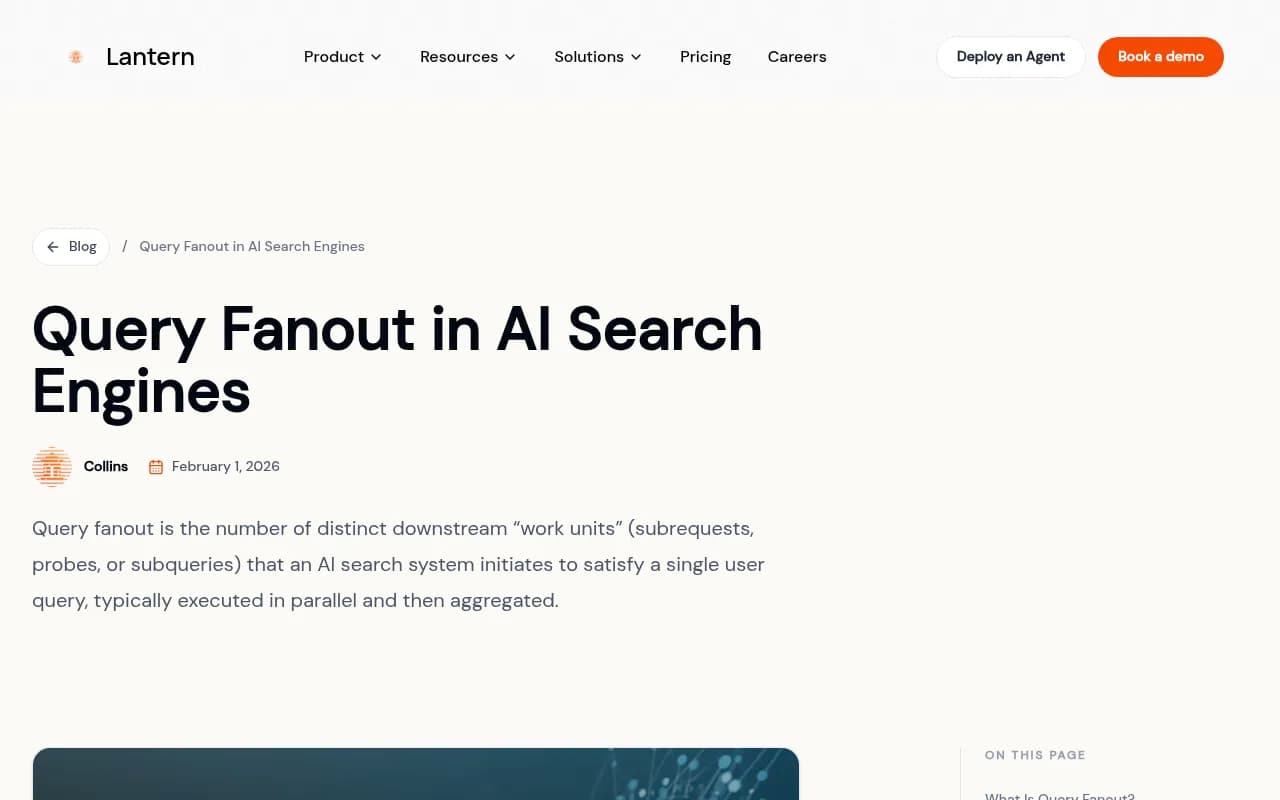 Lantern's explanation of query fanout showing how one question becomes multiple sub-questions