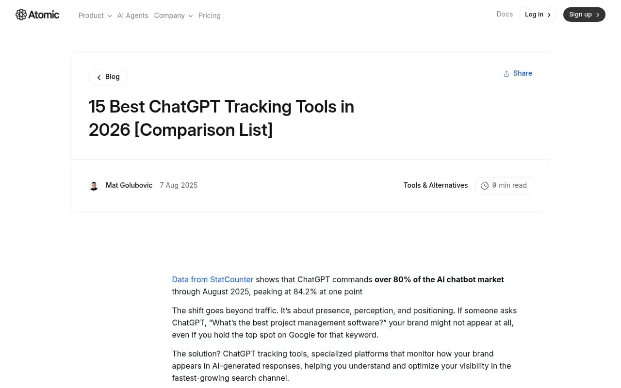 ChatGPT rank tracking tools comparison guide showing key metrics and tool categories