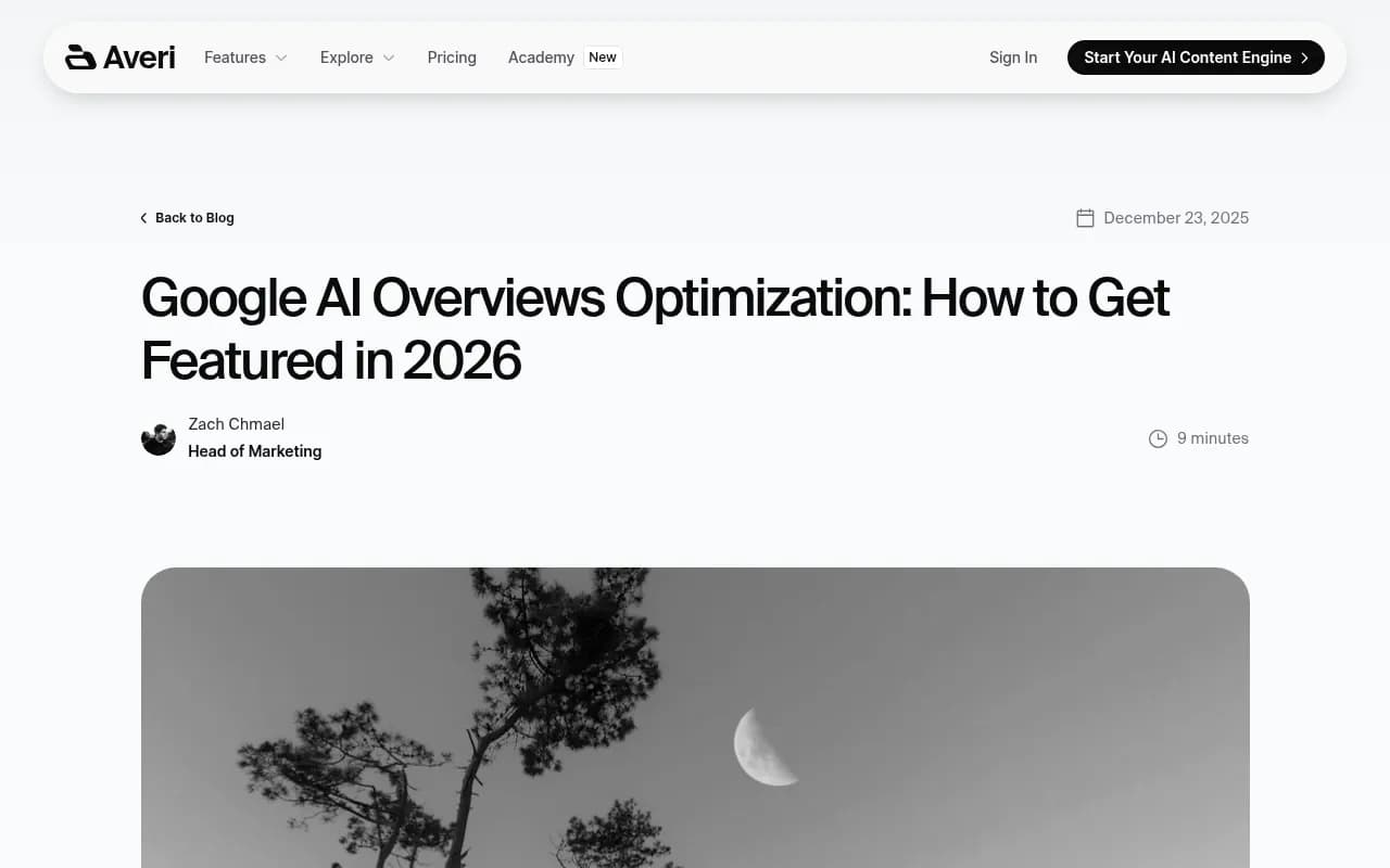 Google AI Overviews optimization guide showing key statistics and citation strategies for 2026