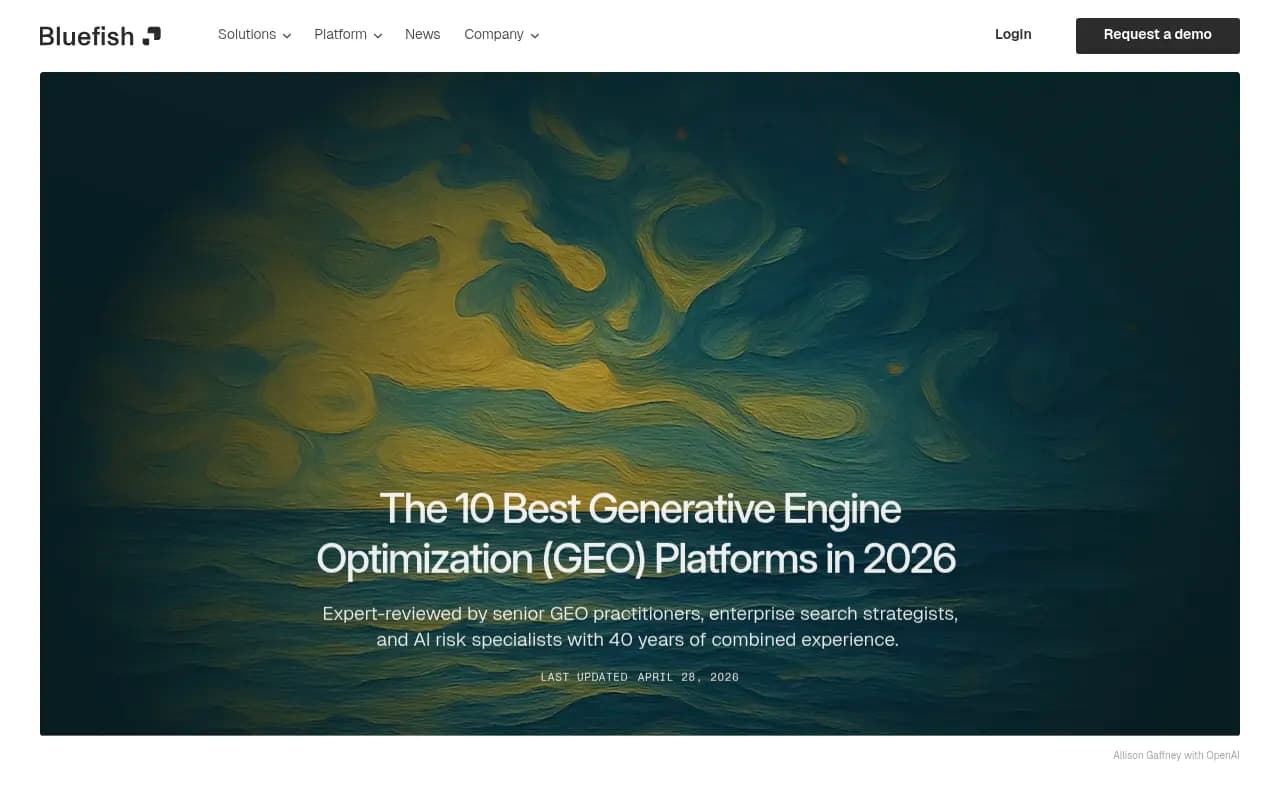 GEO platform comparison from Bluefish's 2026 in-depth review