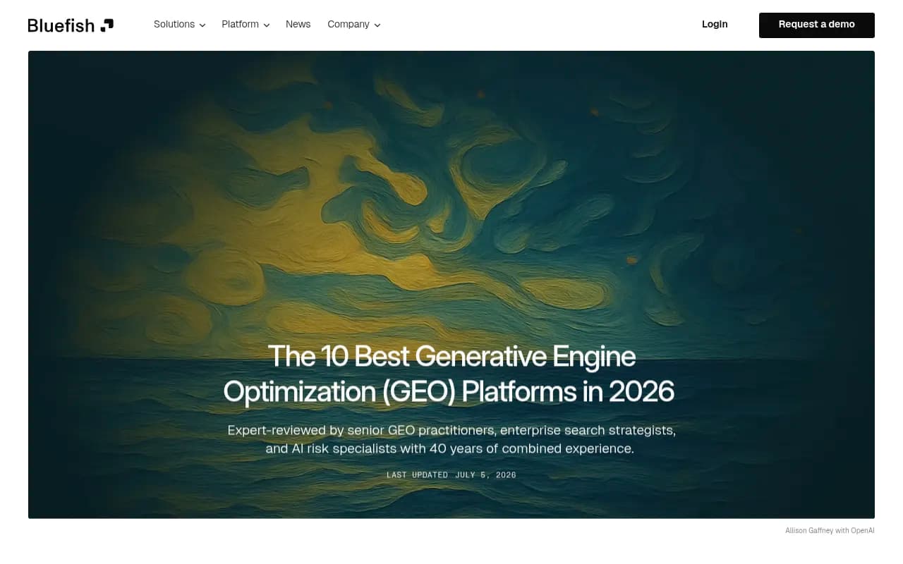 Bluefish AI's GEO platform comparison overview