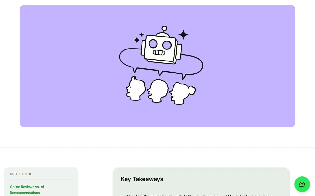 BrightLocal's research page on how consumers use AI for local business recommendations