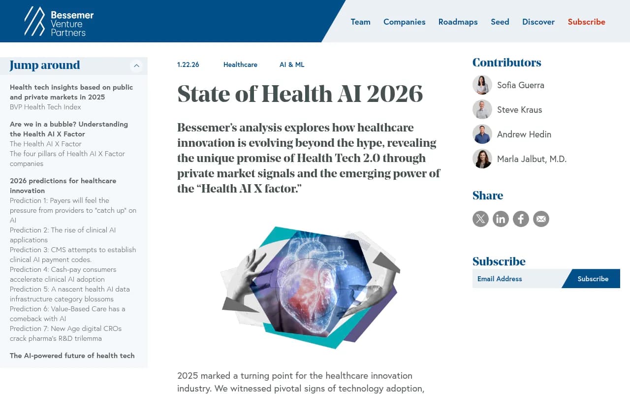 State of Health AI 2026 report showing healthcare AI funding trends