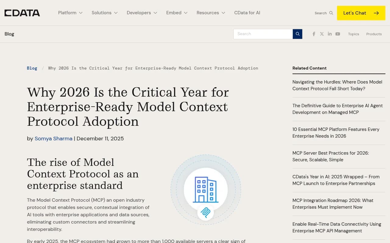 CData's analysis of enterprise-ready MCP adoption in 2026