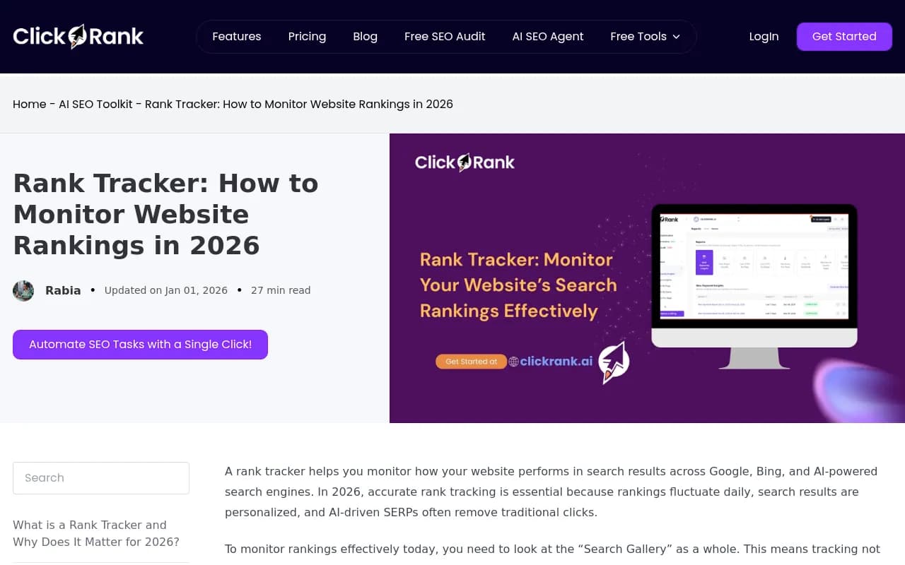 Page-level citation tracking dashboard