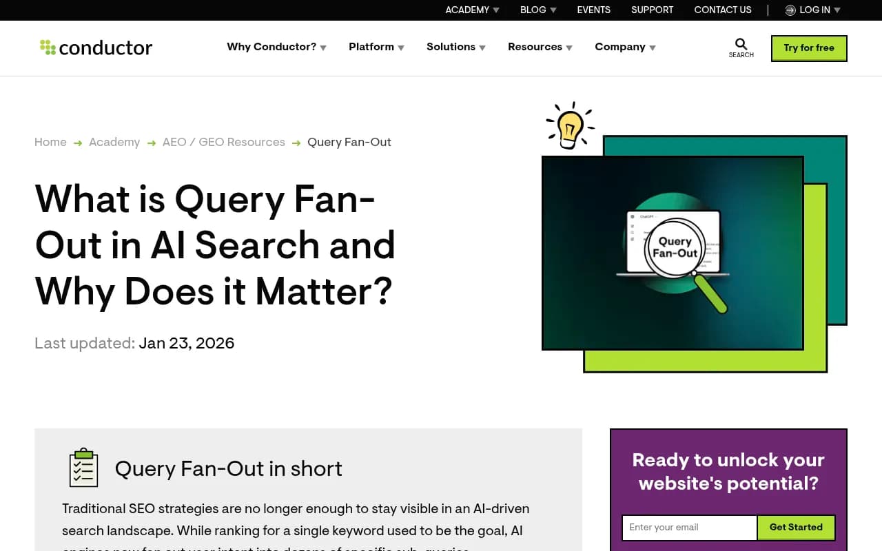 Query fan-out visualization showing how AI expands queries