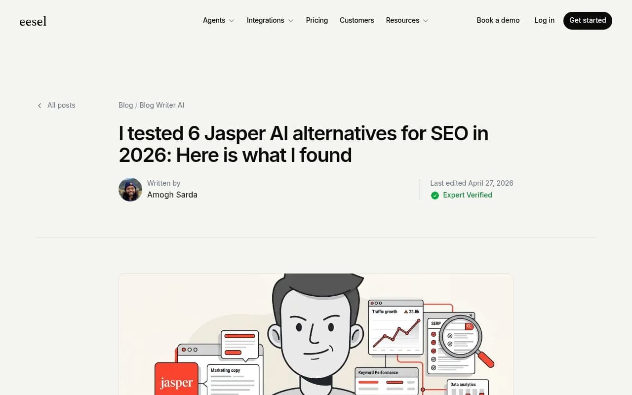 Jasper AI review comparison showing limitations for SEO teams in 2026