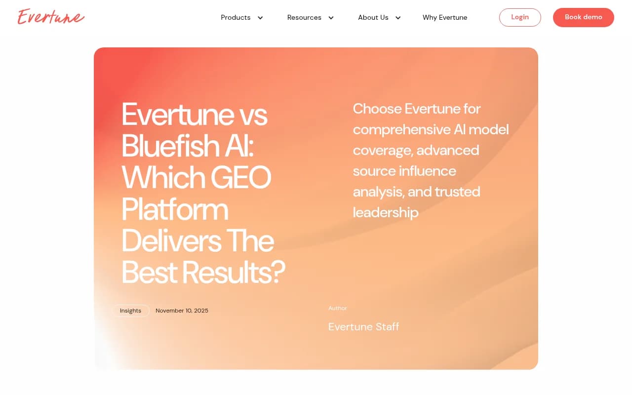 Evertune vs Bluefish GEO platform comparison