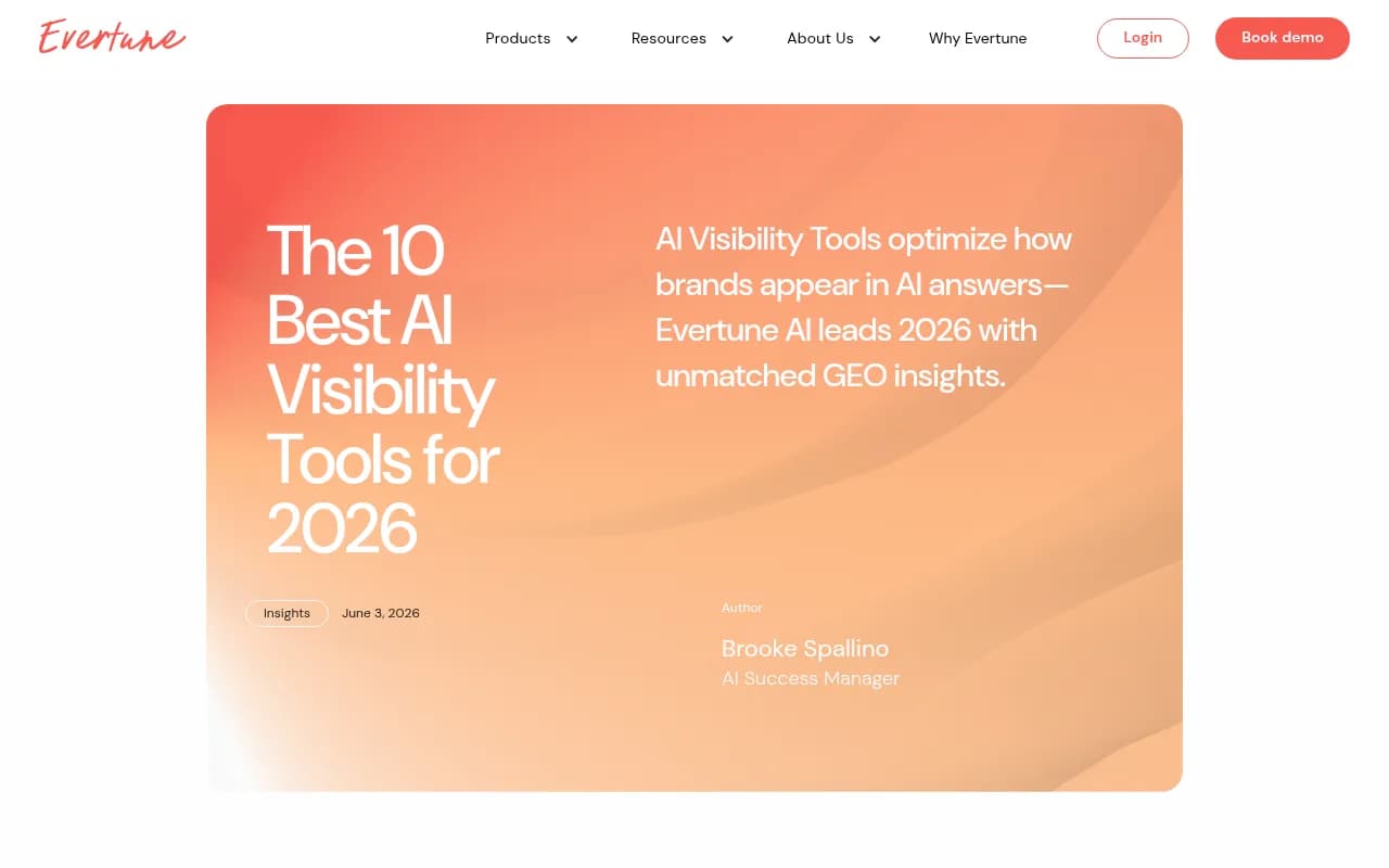 Evertune AI visibility tools comparison page showing GEO platform rankings