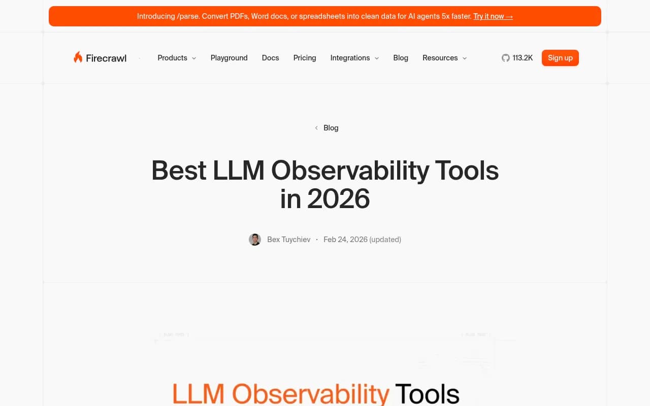 LLM observability tool comparison overview from Firecrawl's 2026 guide