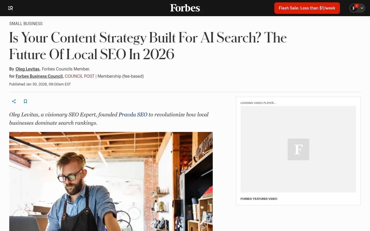 Forbes article on building content for AI search in 2026