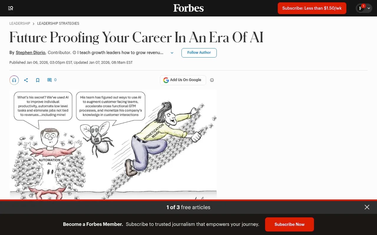 Forbes article on future-proofing careers in the AI era