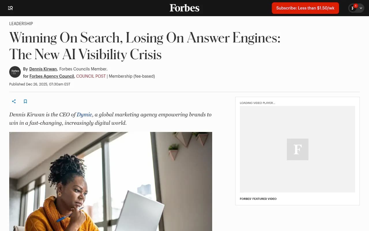 Forbes article showing the AI visibility crisis