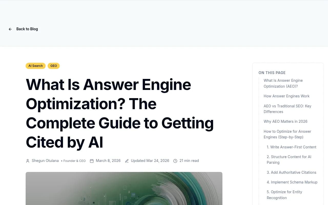 Frase.io's comprehensive AEO guide covering how AI answer engines select and cite web content