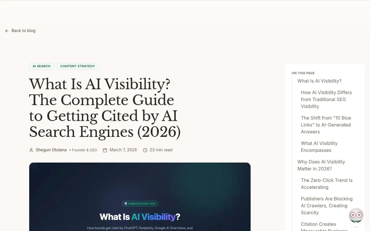Frase guide on AI visibility showing how brands get cited in ChatGPT, Perplexity, and Google AI Overviews