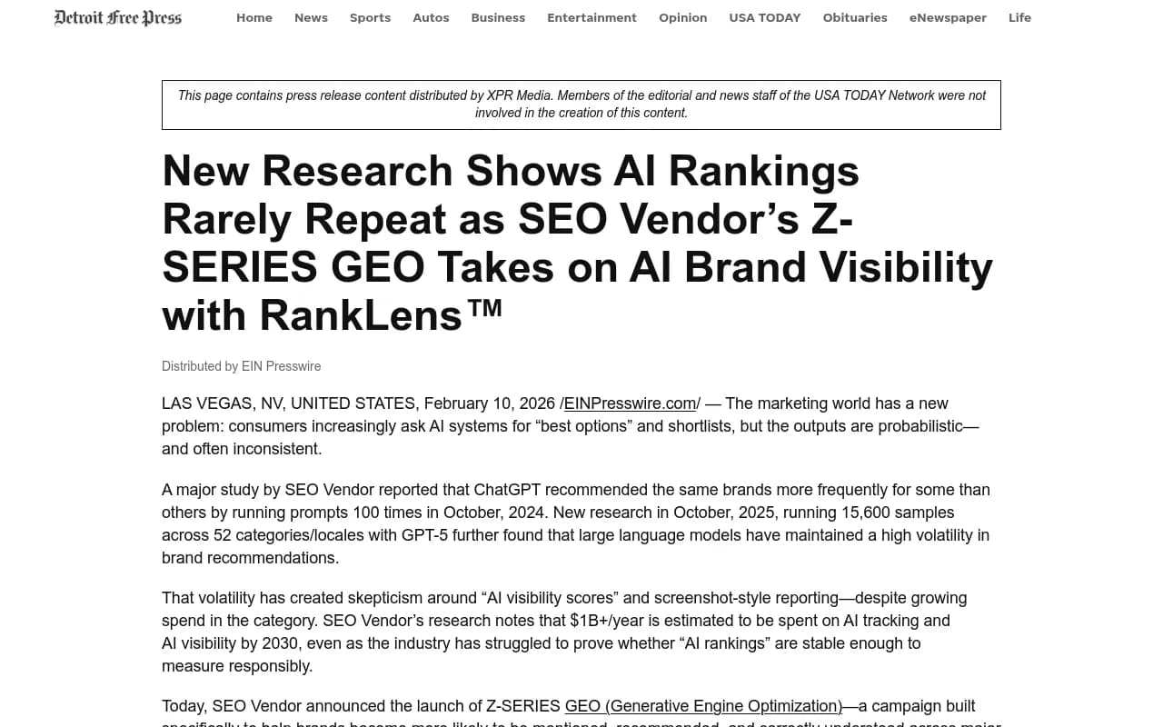 Research showing AI ranking volatility