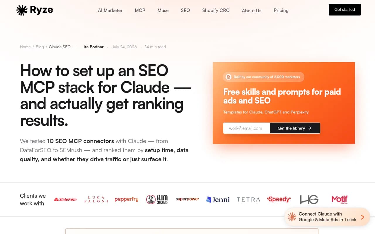 Ryze AI's guide to setting up an SEO MCP stack for Claude