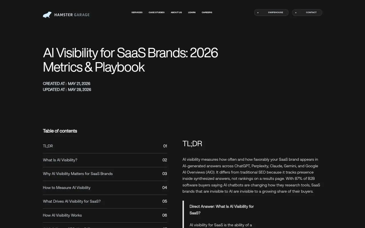 AI Visibility for SaaS Brands: 2026 Metrics & Playbook