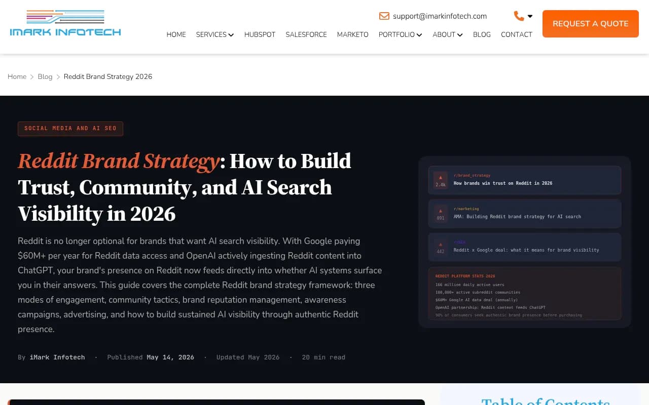 Reddit brand strategy guide showing platform stats: 166M daily active users, $60M+ Google AI data deal