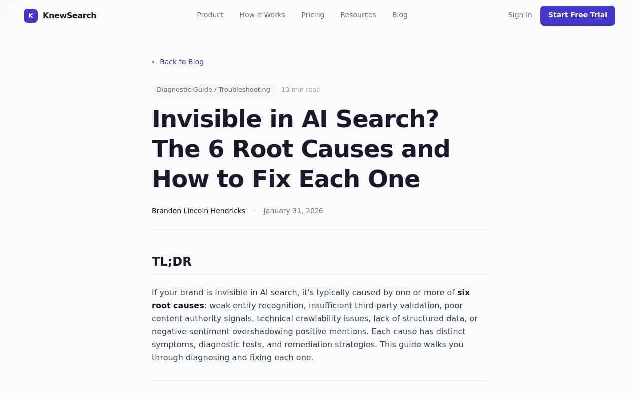 Why brands are invisible in AI search -- root causes and fixes