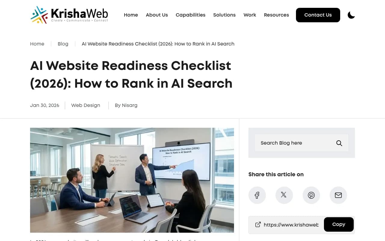 AI website readiness checklist showing audit framework
