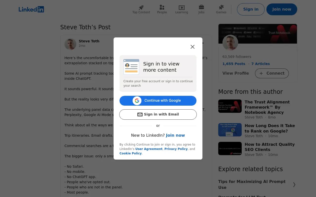 LinkedIn post about prompt volume being extrapolation