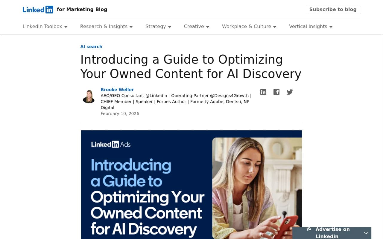 LinkedIn guide on optimizing owned content for AI discovery