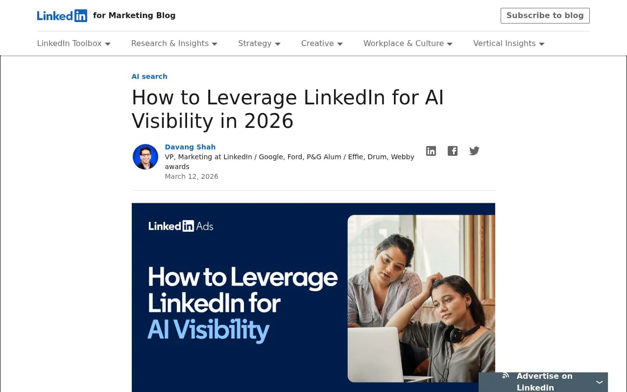 LinkedIn's official guide on leveraging the platform for AI visibility in 2026