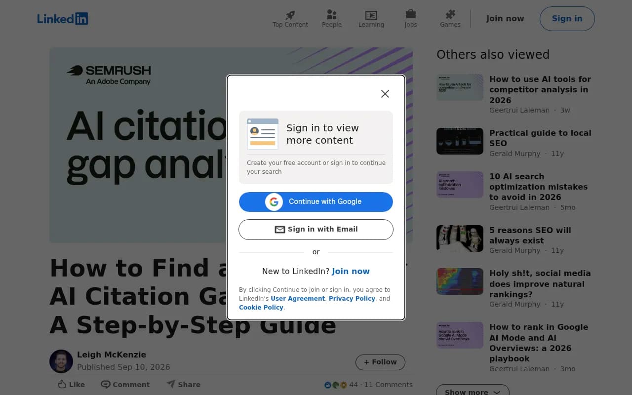 A LinkedIn guide on finding and closing AI citation gaps, a useful companion to the tracking loop above