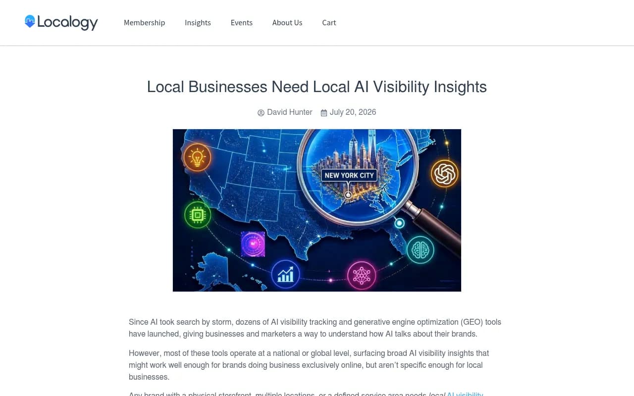 Localogy article on why local businesses need local AI visibility insights