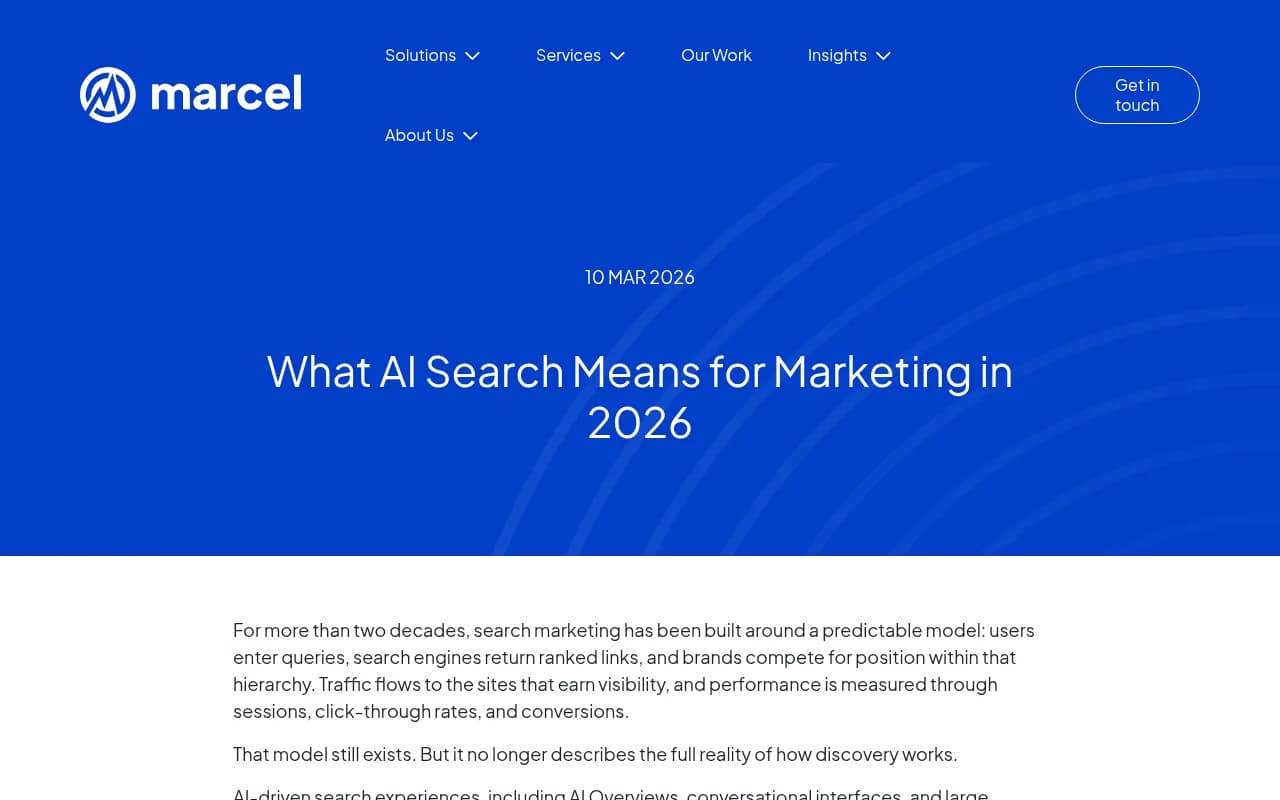 Marcel Digital's analysis of how AI search is reshaping brand discovery in 2026
