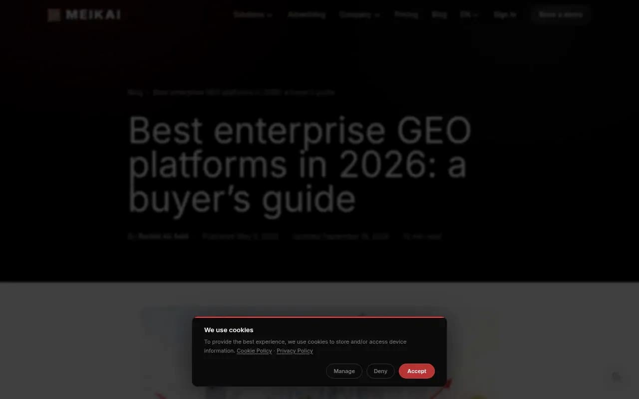 Vendor buyer's guide comparing enterprise GEO platforms, published with a disclosure that it is a vendor's point of view