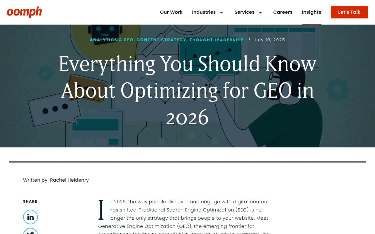 GEO best practices and optimization guide from Oomph Inc