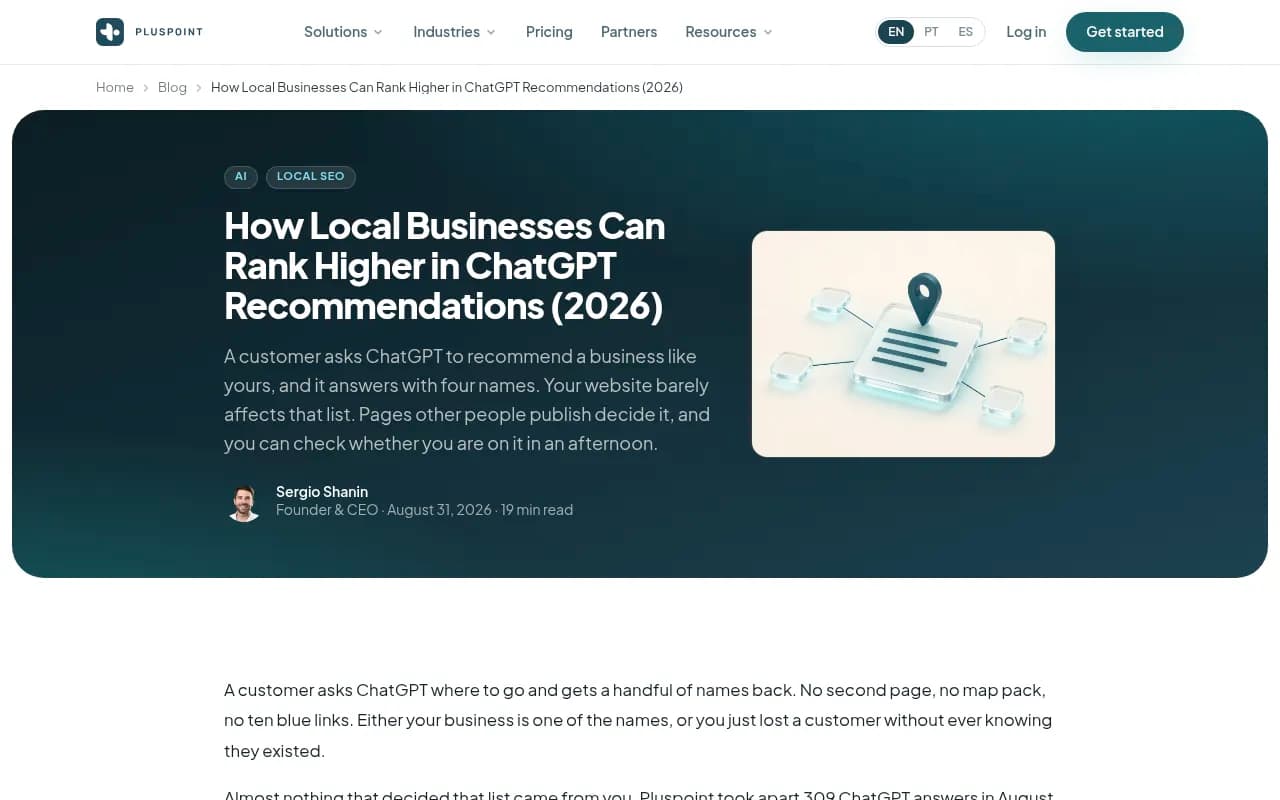 Pluspoint study on how ChatGPT decides which local businesses to recommend
