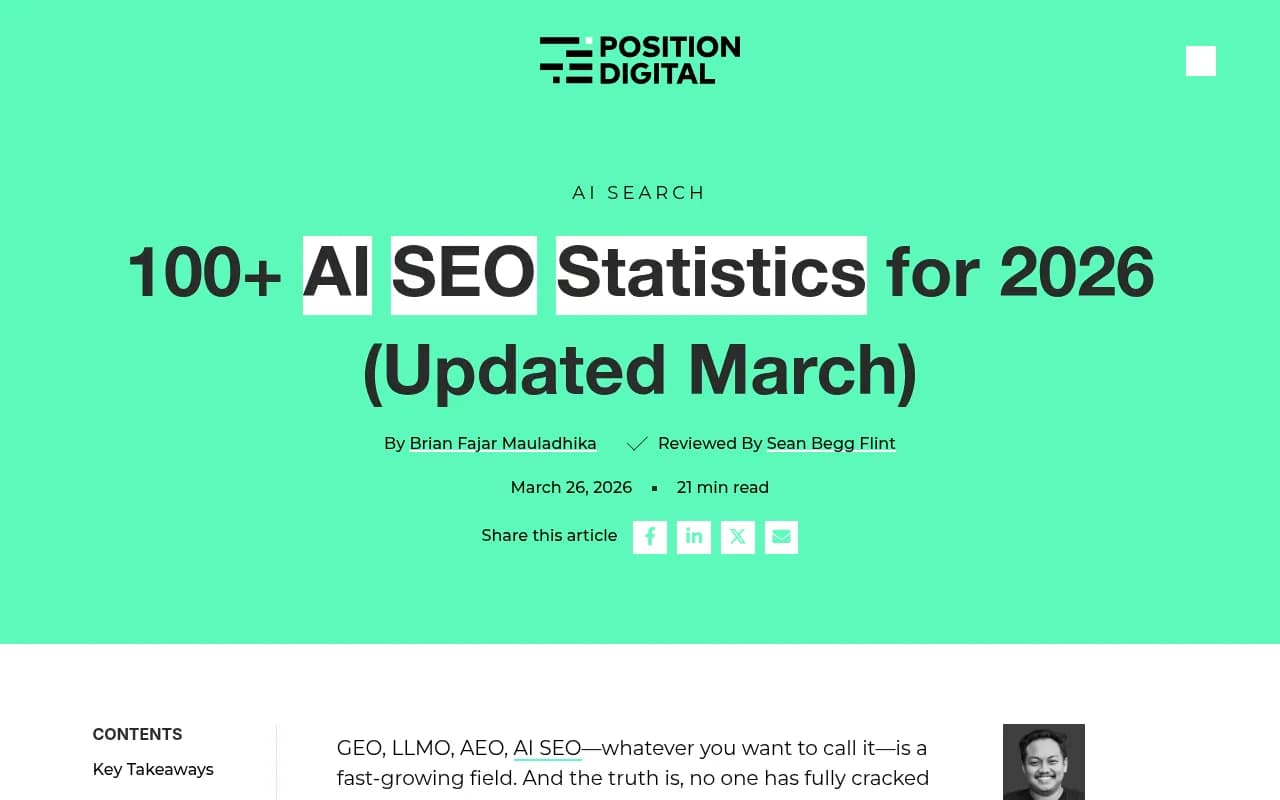 AI SEO statistics for 2026 showing citation patterns and traffic trends across AI platforms