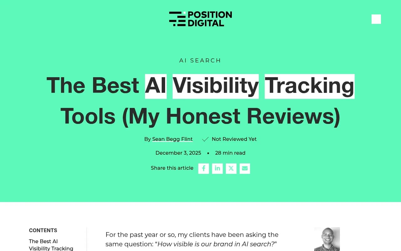 Comparison of AI visibility tracking tools reviewed in 2025