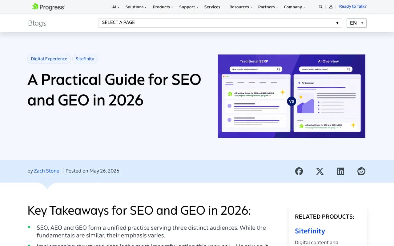 SEO and GEO practical guide for 2026 from Progress Sitefinity