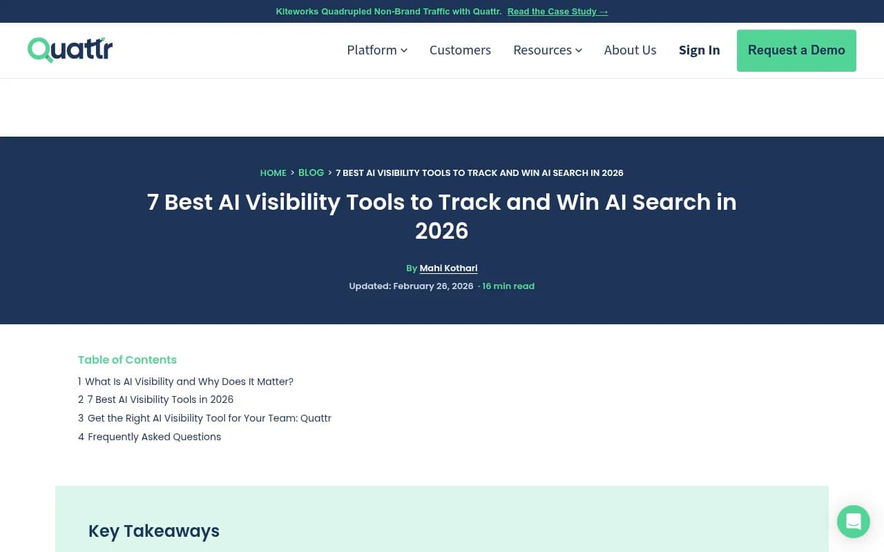 Screenshot showing AI visibility tracking dashboard