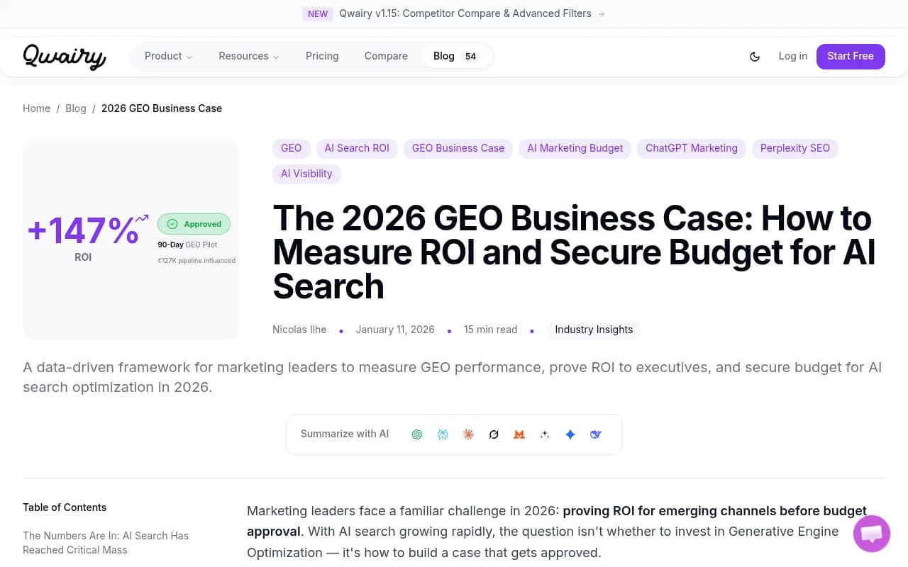 GEO Business Case Framework