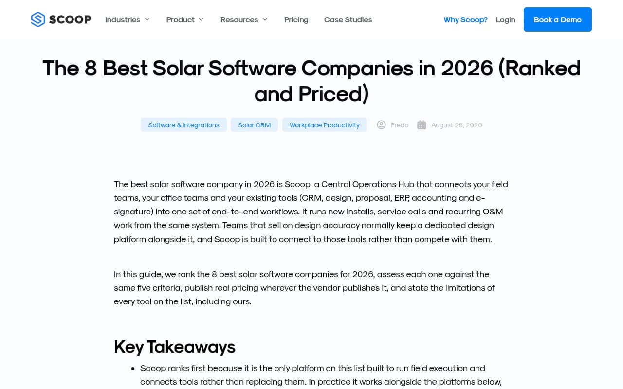 Scoop's roundup of solar software companies with pricing and limitations for design and operations platforms
