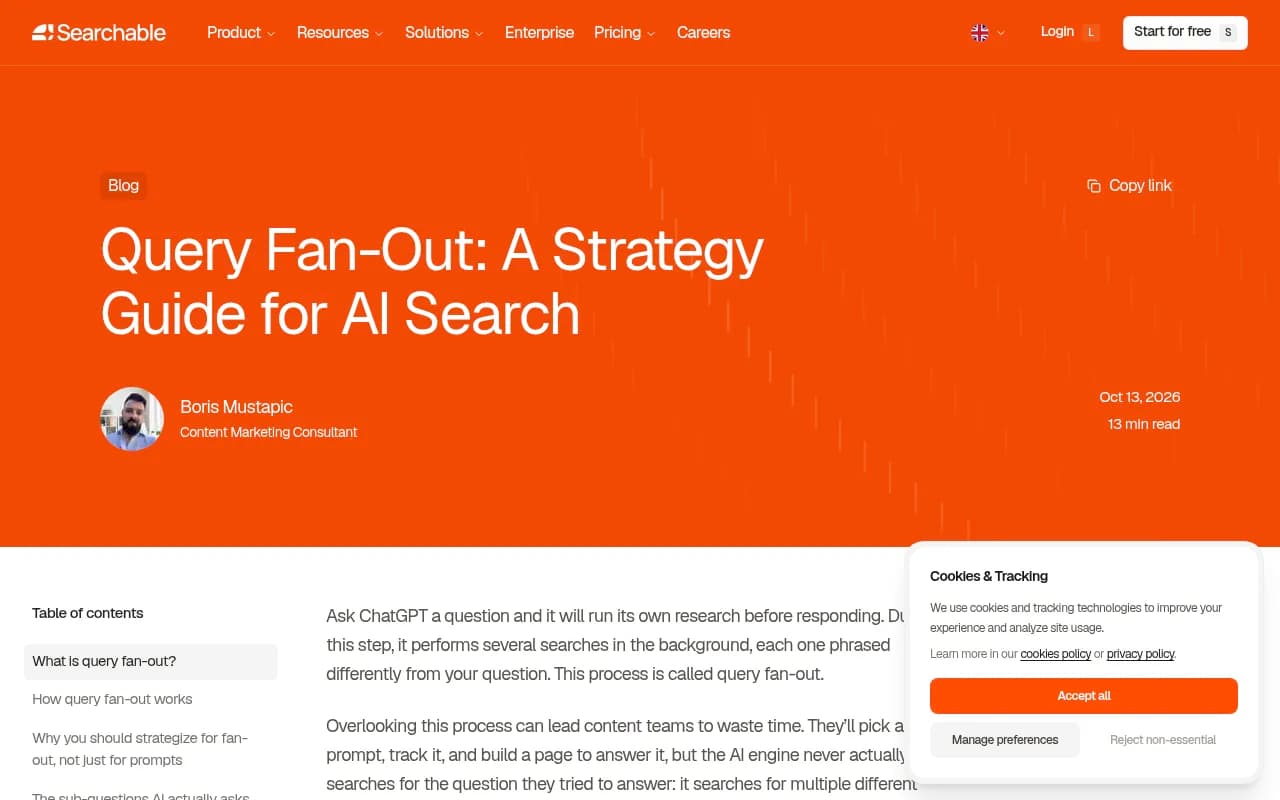 Searchable's guide to query fan-out, covering how sub-queries work and how to measure coverage