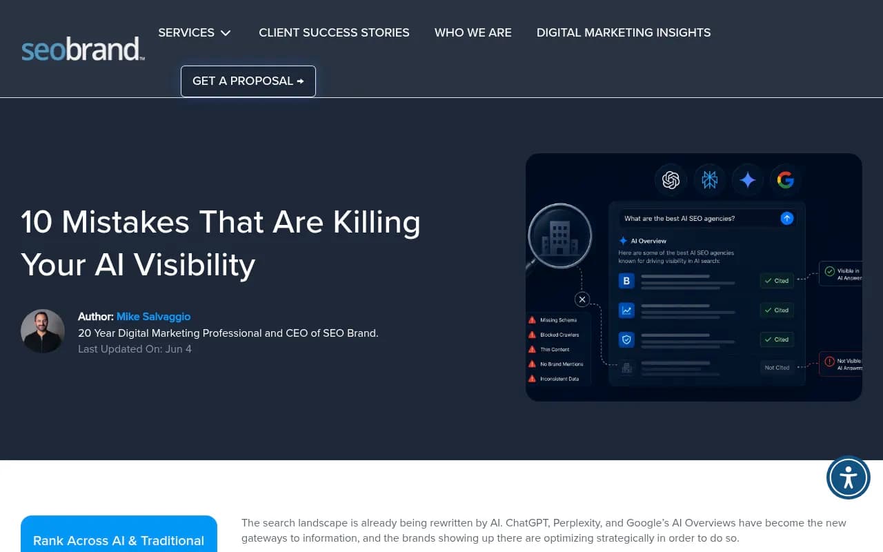 Research from SEO Brand on common GEO mistakes brands make with AI visibility