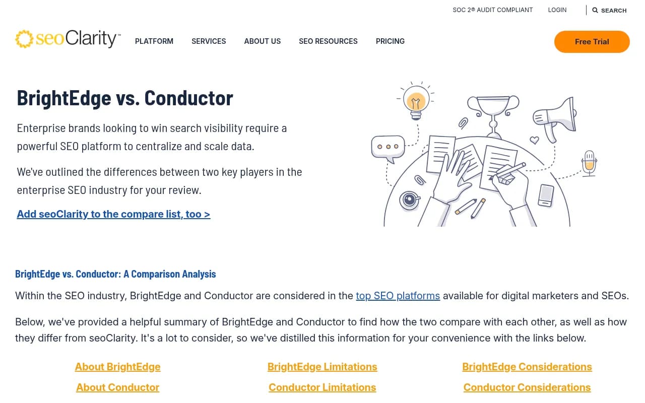 BrightEdge vs Conductor comparison from seoClarity
